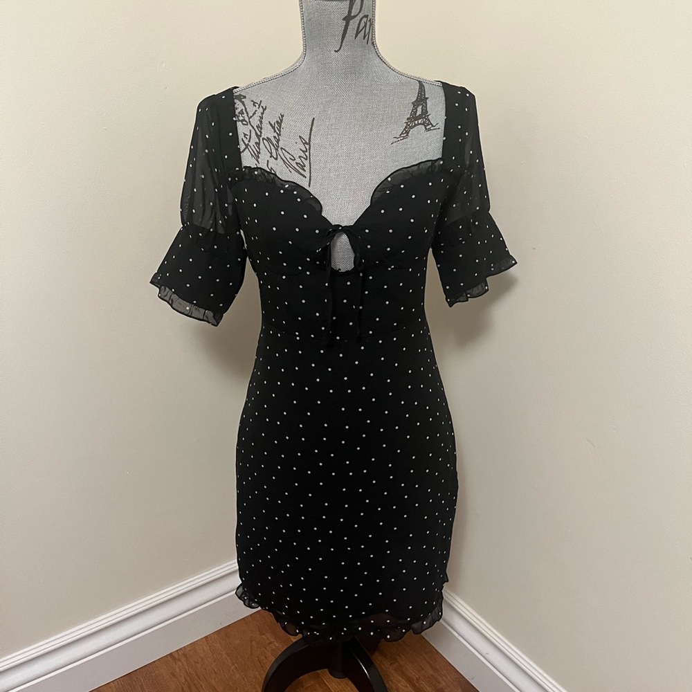 NEW Nasty Gal You Dot It Good Black Polka Dot Mini Dress, Size 6
